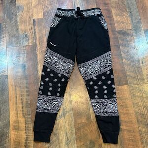 Black Paisley Kids Jogger Pants S (3375)
